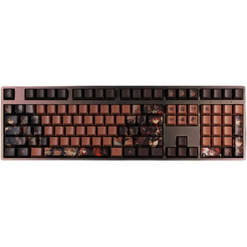 Genshin Impacto hu Tao Desenhos Animados Anime Gaming Key Caps Perfil Oem Keycaps Backlit Chocolate Pbt Dye Subbed Keycaps 108 Chaves por Conjunto - Imagem 2