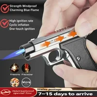 Portable Metal Windproof Pendant Lighter Outdoor Spray Blue Flame Torch Inflatable Lighter Cigarette Accessories Men's Gift New 1