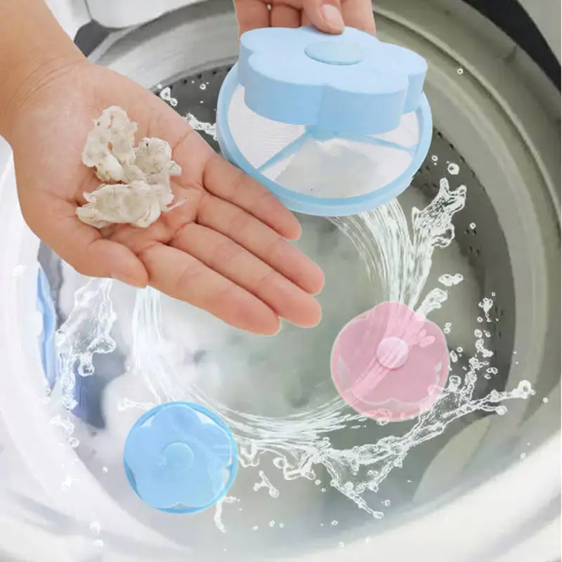 4Pcs Laundry Floating Lint Filter Bag Pet Hair Remover Filter Washing Machine Laundry Ball Reusable Anti-tangle Hair Clean Tools laundry ball pet hair remover laundry hair catcher