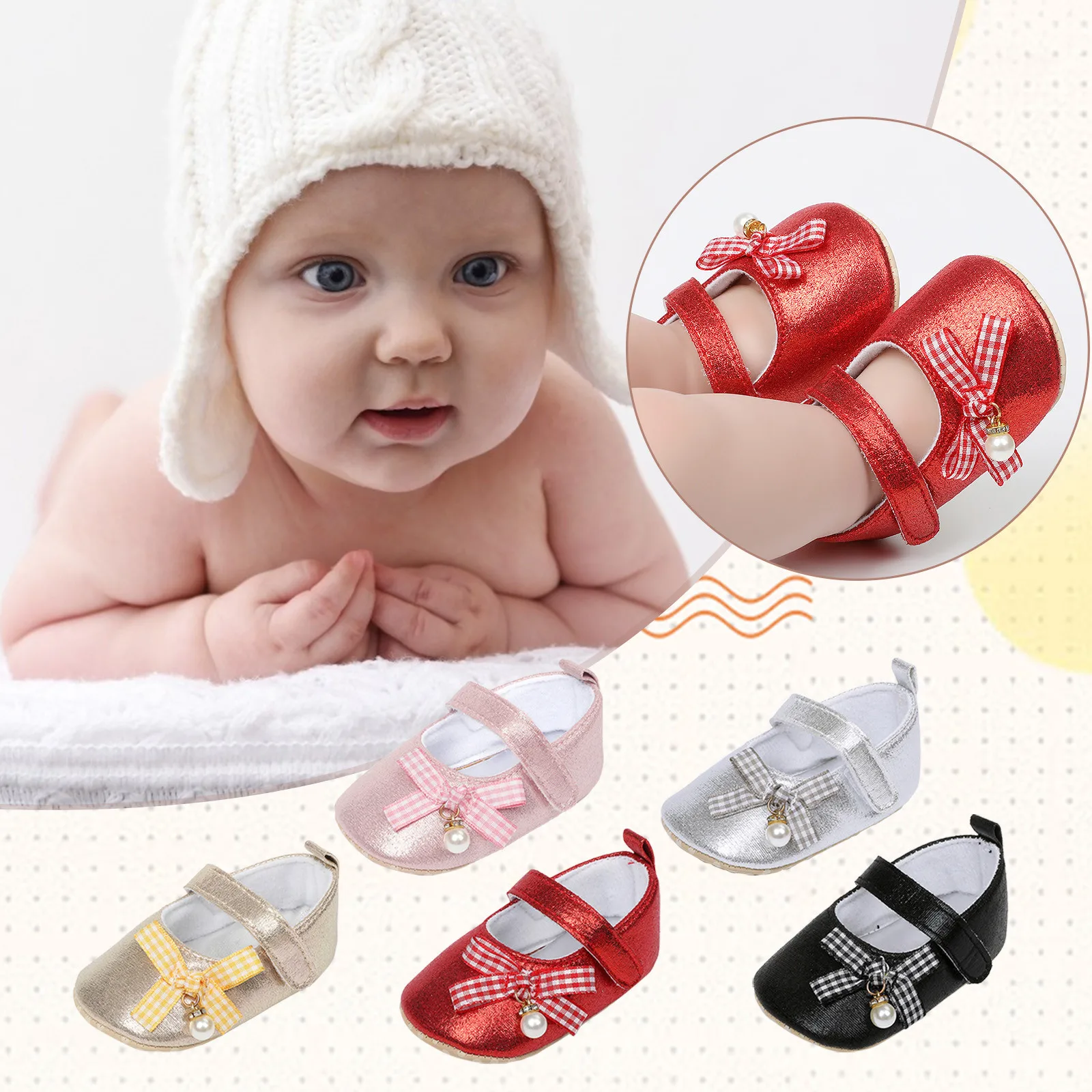 First Walkers Summer Children Toddler Baby Girls Pearl Bowknot Beach Shoes Sandals Prewalker