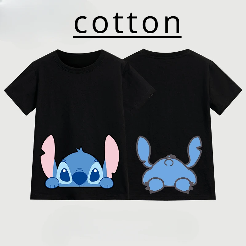 thumbnail image 1 of Camiseta infantil de algodón multicolor con cuello redondo y manga corta con estampado informal de Disney Stitch Anime de verano, 1 of 4