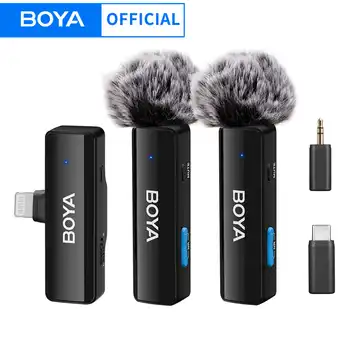 BOYA BOYALINK 아이폰 아이패드 안드로이드 휴대폰용 무선 라발리에 마이크, C타입 DSLR 카메라, 유튜브 라이브 스트리밍 녹화