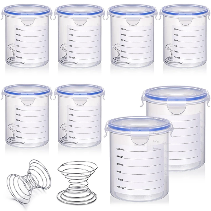 

8 Sets Paint Container Kit With Stainless Steel Mixing Ball Touch Up Paint Cups With Lids Paint Storage Containers Set (800 ML)