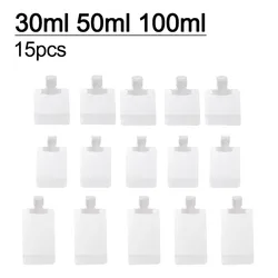 Set of 5 Refillable Travel Cosmetic Bottles and Pouches - Assorted Sizes (15pcs)