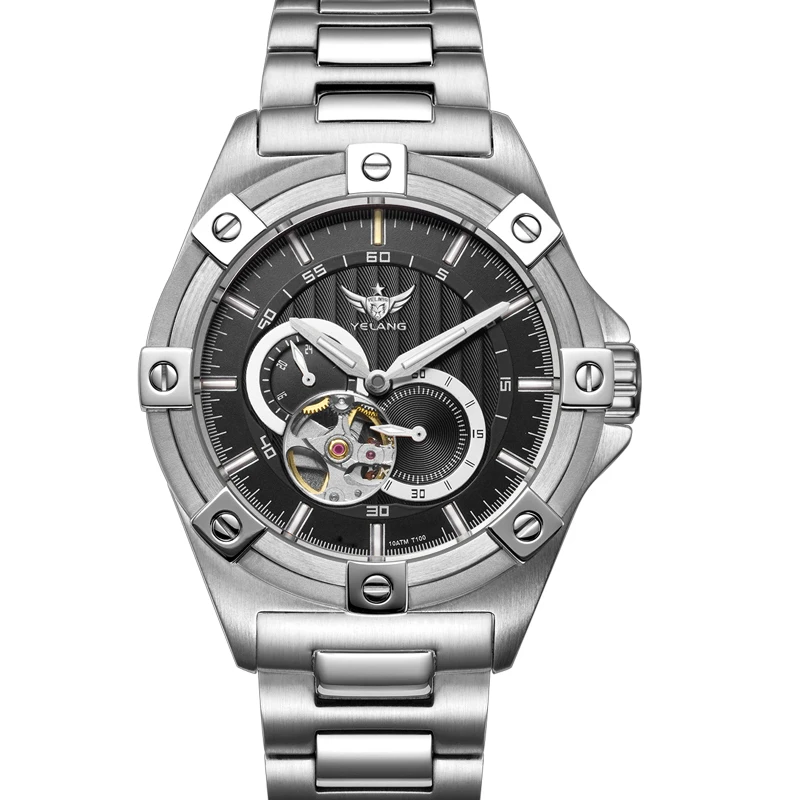 Yelang V1024 Men Brand Watches 44mm Japan miyota 82S7 Automatic Mechanical movement Luminous Men 100m Waterproof Watch business mechanical watch business watch link