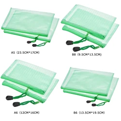 Set of 6 Waterproof PVC Mesh Zipper Pouches - Durable File Document Folders (6Pcs B8 Size White)