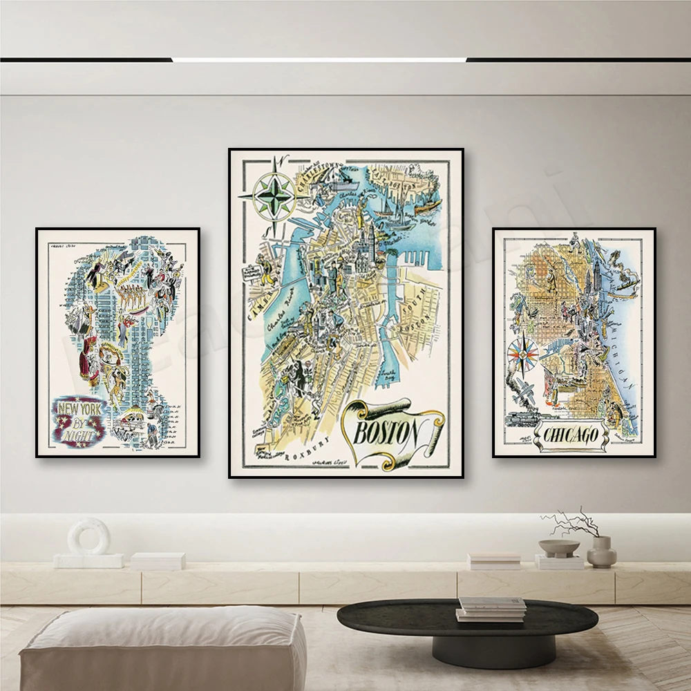 Mappa Di New York Di Notte, Grafica Della Città Di New York, Mappa Grafica Di Chicago, Mappa Di Boston, Mappa Grafica Di San Francisco, Mappa Della Ci