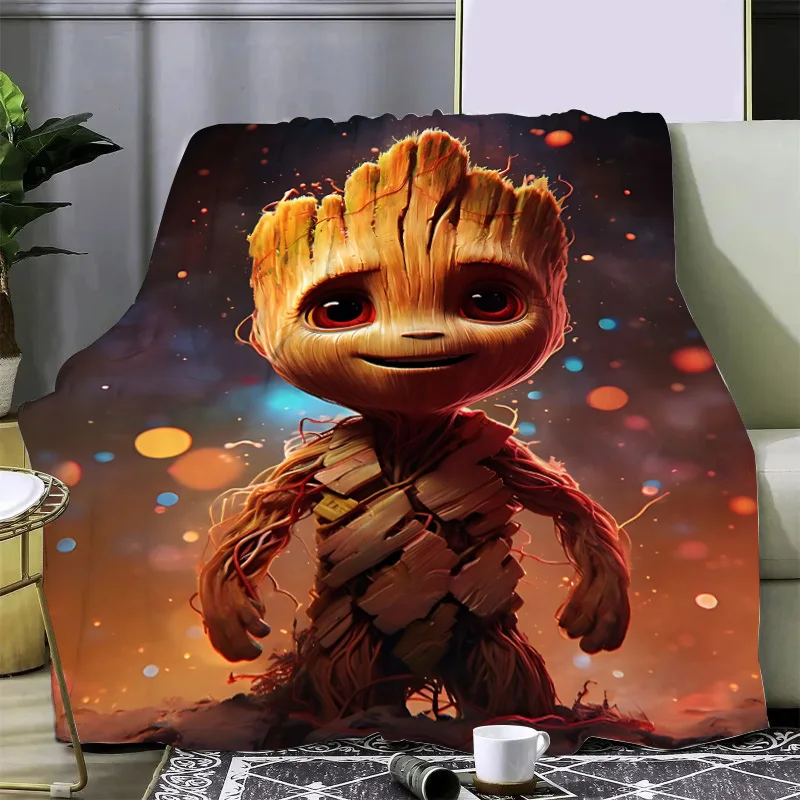 Marvel Cute Groot Printed Blanket Picnic Blankets Warm Blanket Soft and Comfortable Blanket Home Travel Birthday Gift 5