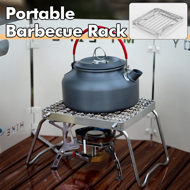 

Folding Campfire Grill Stainless Steel Stove Head Bracket Camping Fortable Rack Grate Gas Stove Stand Outdoor Picnic BBQ