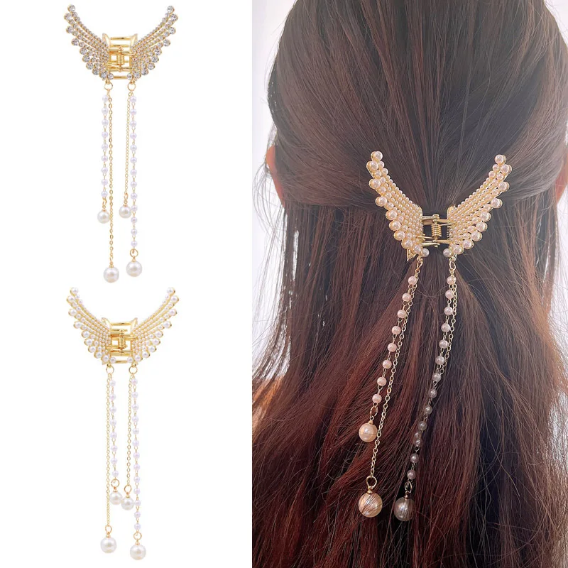 

Elegant Silver Metal Hair Claws Butterfly Pendant Hairpins Women Metal Hair Clip Hollow Out Tassel Hair Accessories