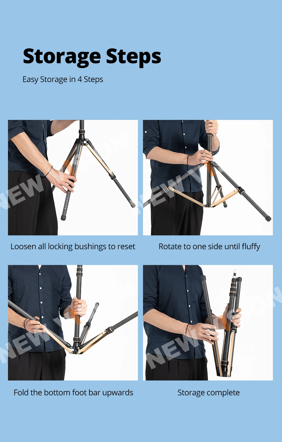 QZSD LS-255/285 Reverse folding light stand Photography outdoors Portable tripod