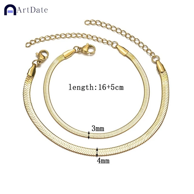Bracelet Classique Minimaliste en Acier Inoxydable de 16 + 5cm pour Femme, Bijoux en Or, Largeur 2/3/4mm, Cadeau
