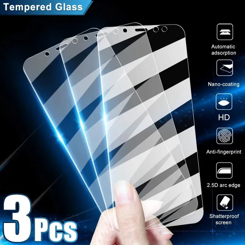 

3PCS Tempered Glass For Samsung Galaxy J6 J4 Plus J2 J7 J8 2018 Screen Protector On Samsung A8 A6 Plus A9 A7 A5 2018 A10 A30 A50