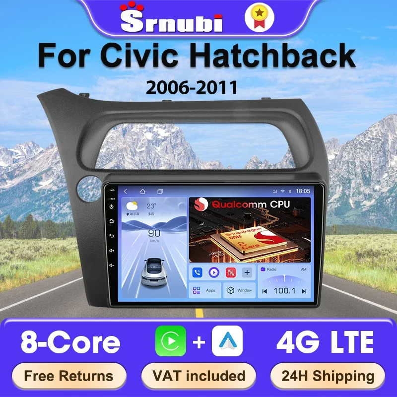 Srnubi Autoradio Für Honda Civic Fließheck 2006-2011 Carplay Auto Wifi Multimidia Player 2Din Android Qualcomm 8 core Navigation