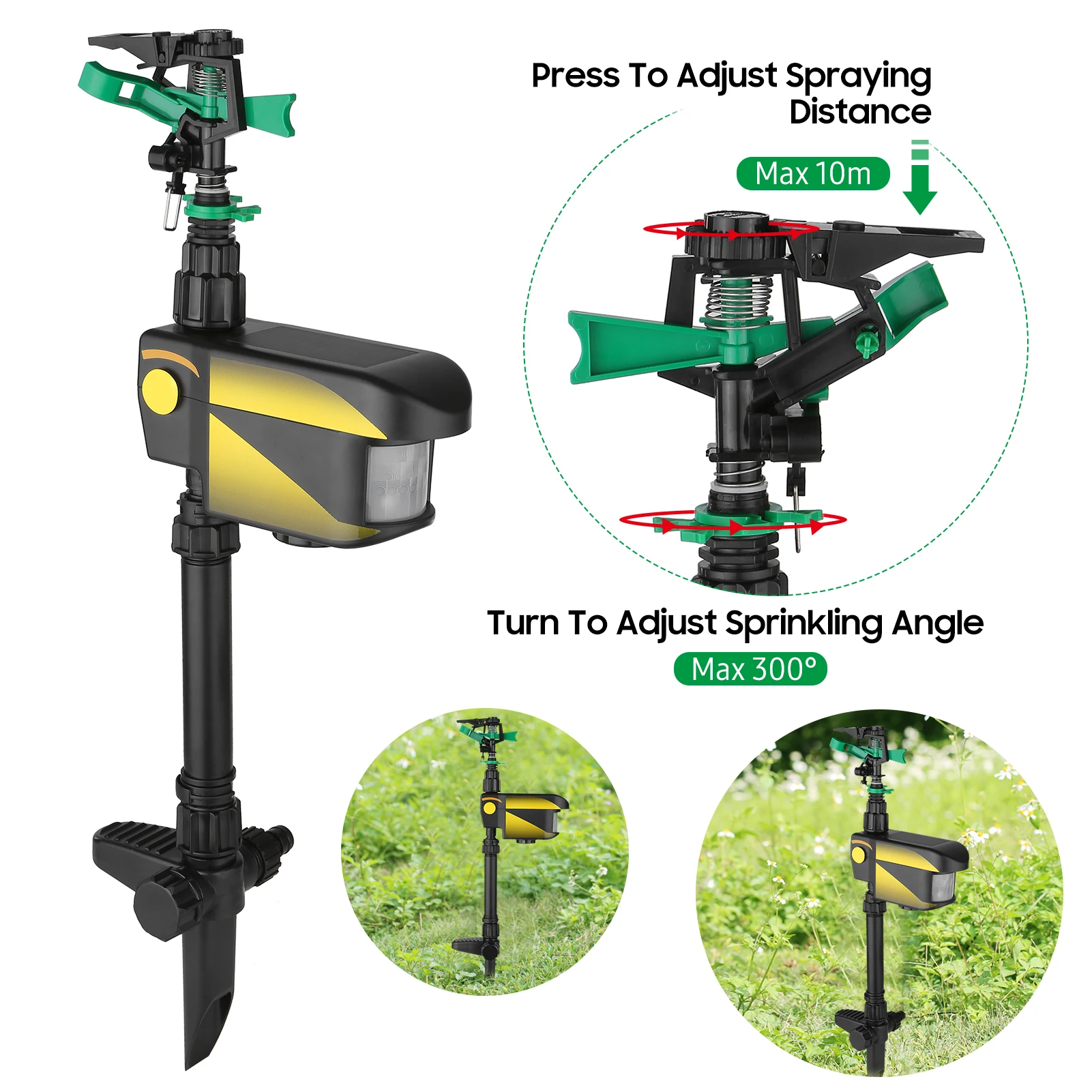 

Автоматический вращающийся спринклер, большая площадь, питание от солнечной батареи, отпугиватель животных, спринклер для сада, отпугиватель животных
