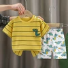 Cartoon Printed Clothing Pure Cotton Home Clothes 2 Piece Suits Toddler Fashion Cute Casual Tracksuits Contrast T-shirt+Shorts 4