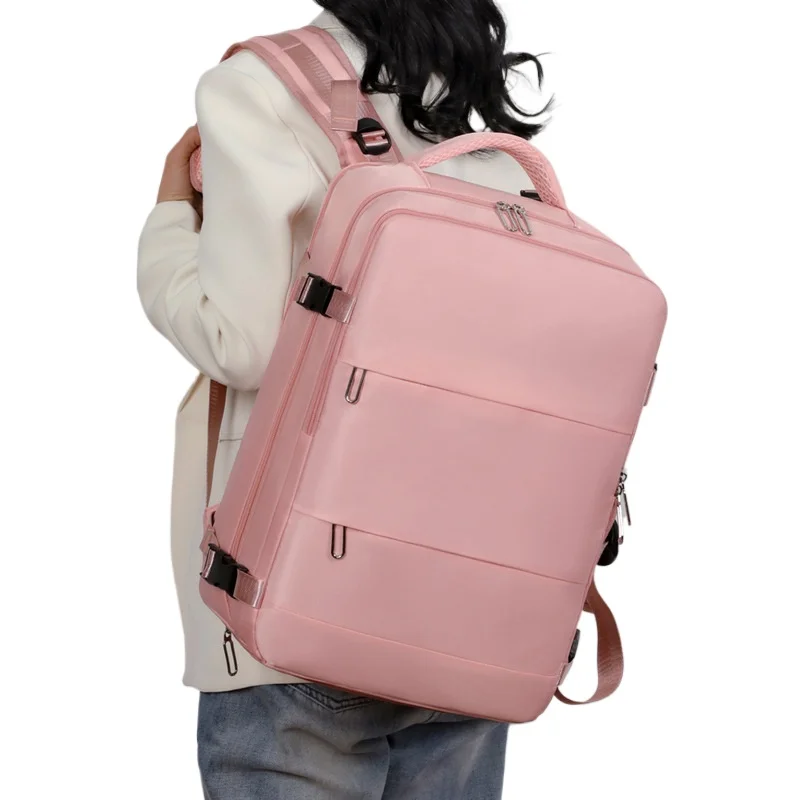Cabin Size 180° Open Laptop Backpack for Women Minimalist School Travel Backpack with Shoes Compartment Waterproof Handbag