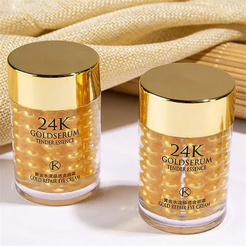 24K 골드 아이 크림, 보습, 붓기 방지, 주름 방지, 다크 서클 제거, 노화 방지, 골든 콜라겐 세럼