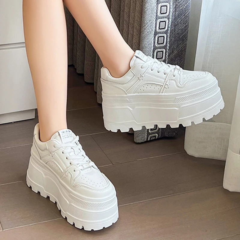 Women Sneakers 8 CM Platform Casual Outdoor Skateboard Lace Up Running Sports Shoes 39