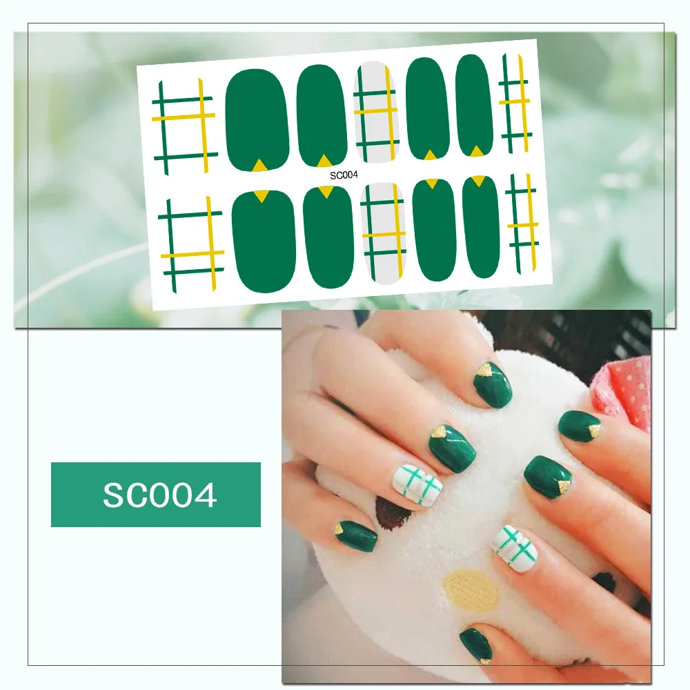 

2022 New Style Series Nail Polish Stickers Strips Plain Nail Art Decorations Don't bubble Designs Glitter Powder Manicure Tips