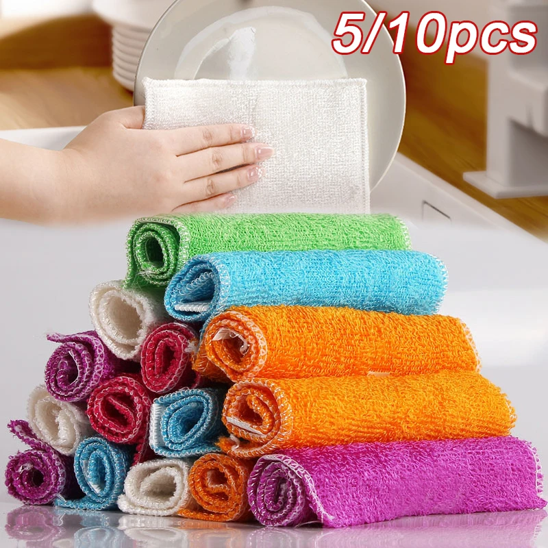 10 Pack Kitchen Dish Sponges Bamboo Fiber Reusable Washing Up
