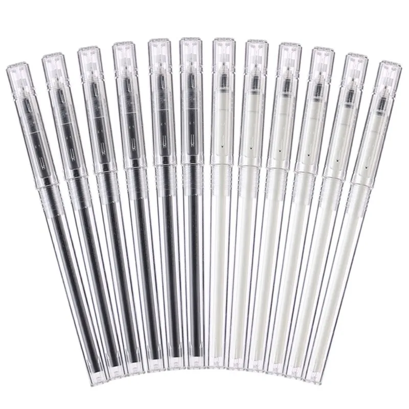 M&G 0.5mm 12pcs/box Black Gel Pen Draw Cap Full Barrel Transparent Barrel Signature Pen Flavor Series Gel Pen 6