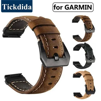 Quickfit 26mm 22mm Strap for Garmin Epix Pro 51mm 47mm Tactix 8 7 Pro Fenix 8 7 7X Enduro3 Genuine Leather Watchband Accessories