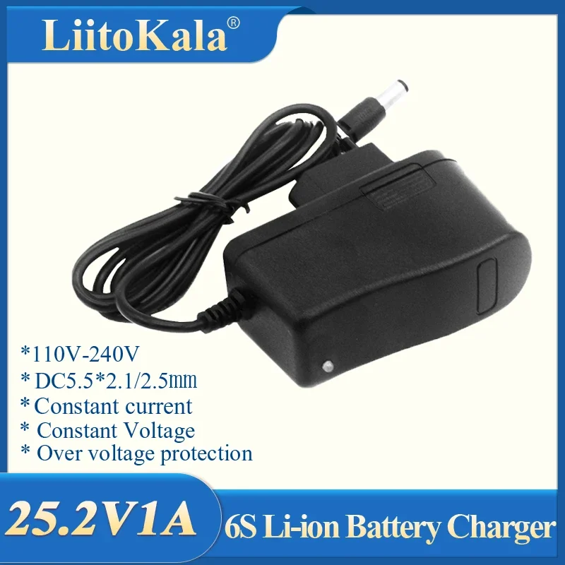Battery Charger Adapter LiitoKala 6S 25.2V 1A 24V AC 100-240V