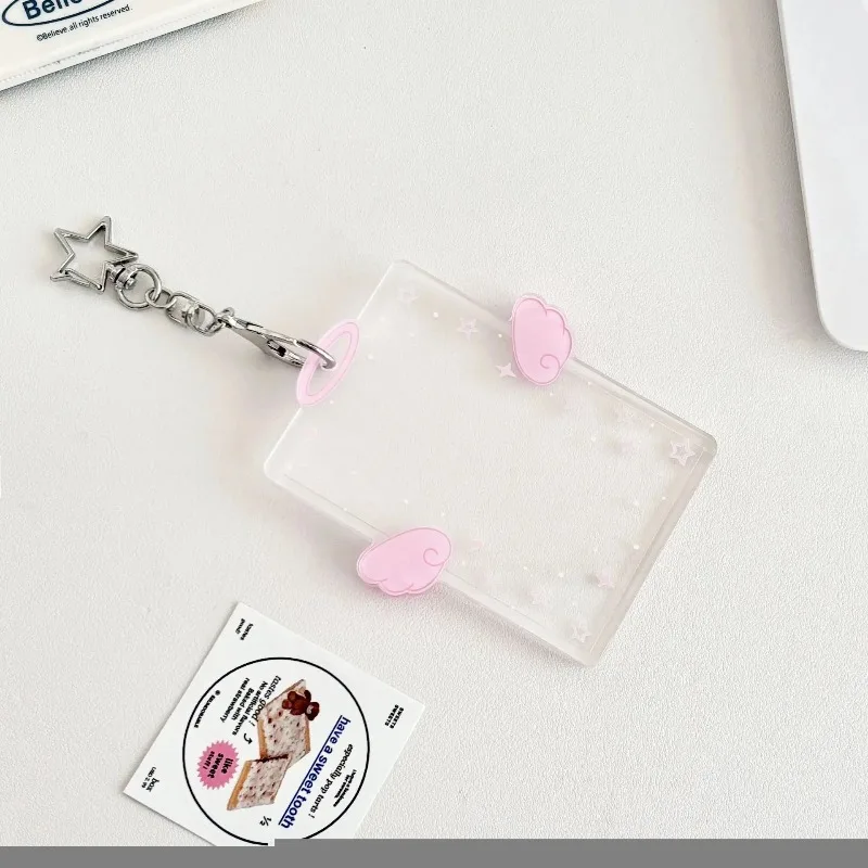 Card Clip, Keychain Sleeve, Transparent Acrylic Badge ID, Album Photo Frame, Convenient and  Practical  for  Going  Out