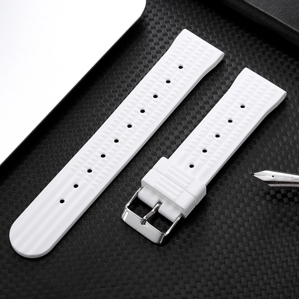 Premium Rubber Waffle Watchband - Universal Soft Silicone Strap Replacement, 20mm/22mm