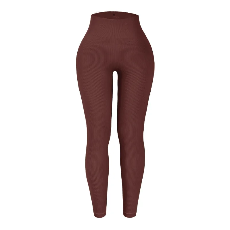 

Solid Color Ribbed Seamless Yoga Pants High Waist Gym Leggings Sport Women Fitness Female Legging Tummy Control Running Tights