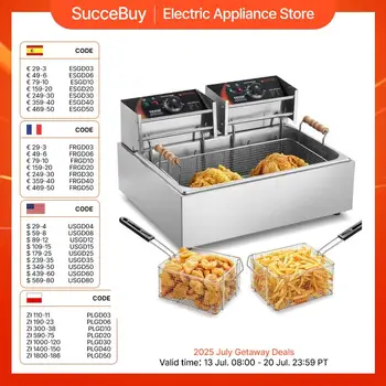 VEVOR Friggitrice Professionale Elettrica per Tacchino da 2500W con 3 Cestelli Rimovibili, Friggitrice a Olio Singolo da Banco in Acciaio Inox di Grande 17 L, per Uso Cucina Ristorante, Argento 1