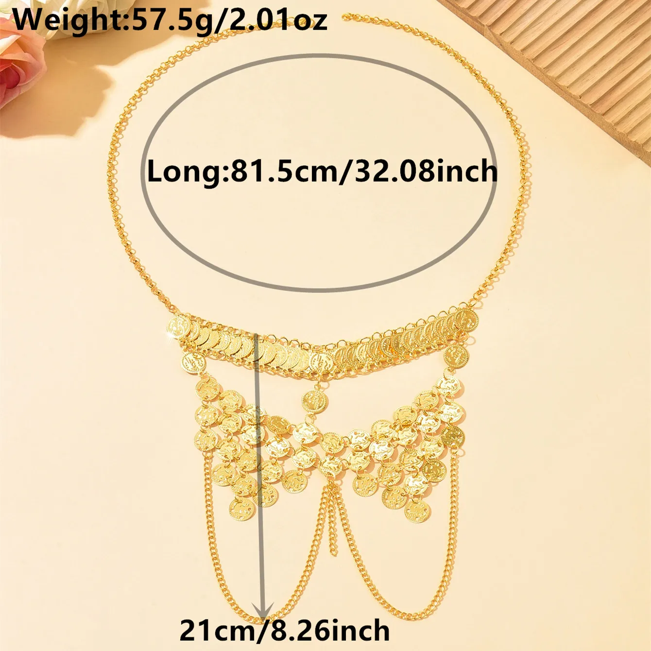 قلادة عملات تراثية بطبقتين – ستايل شرقي أنيق