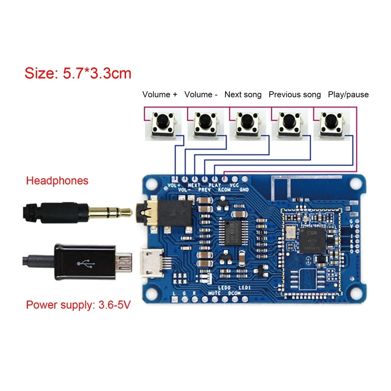 CSR8675 디코더 보드, 블루투스 V5.0 디코더 보드 안테나, PCM5102A 지지대, APTX, APTX-LL, APTX-HD