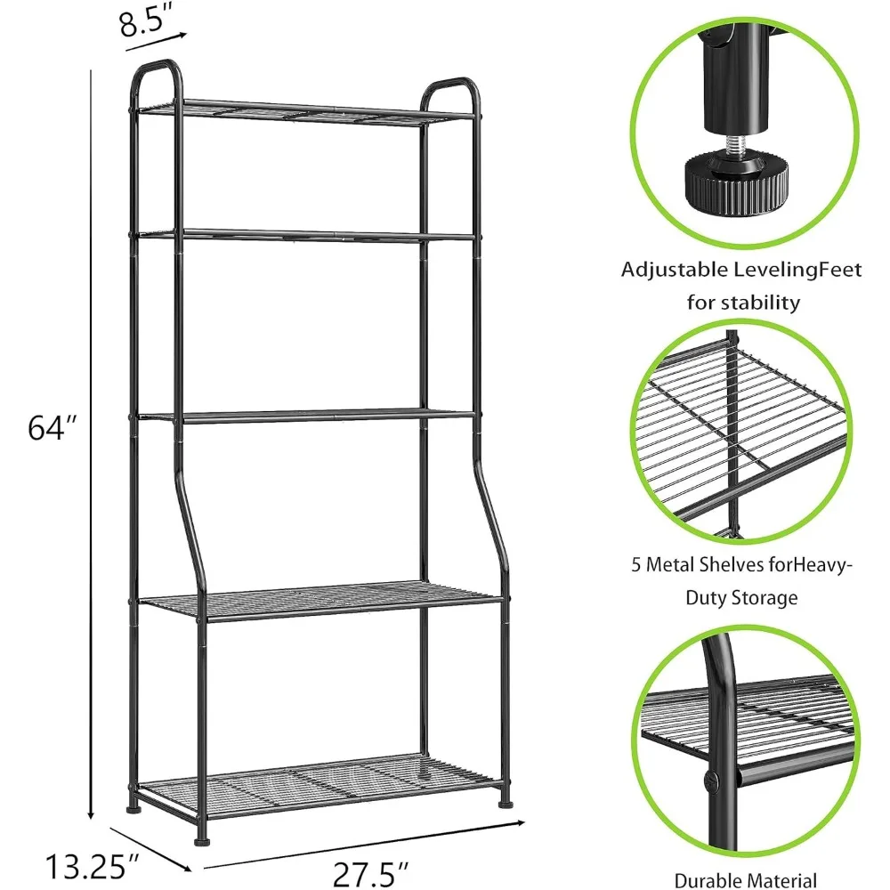 Plant Stand 5-Tier Plant Shelf for Indoor Outdoor, Waterproof Metal Tall Stand for Living Room Bathroom Balcony Garden