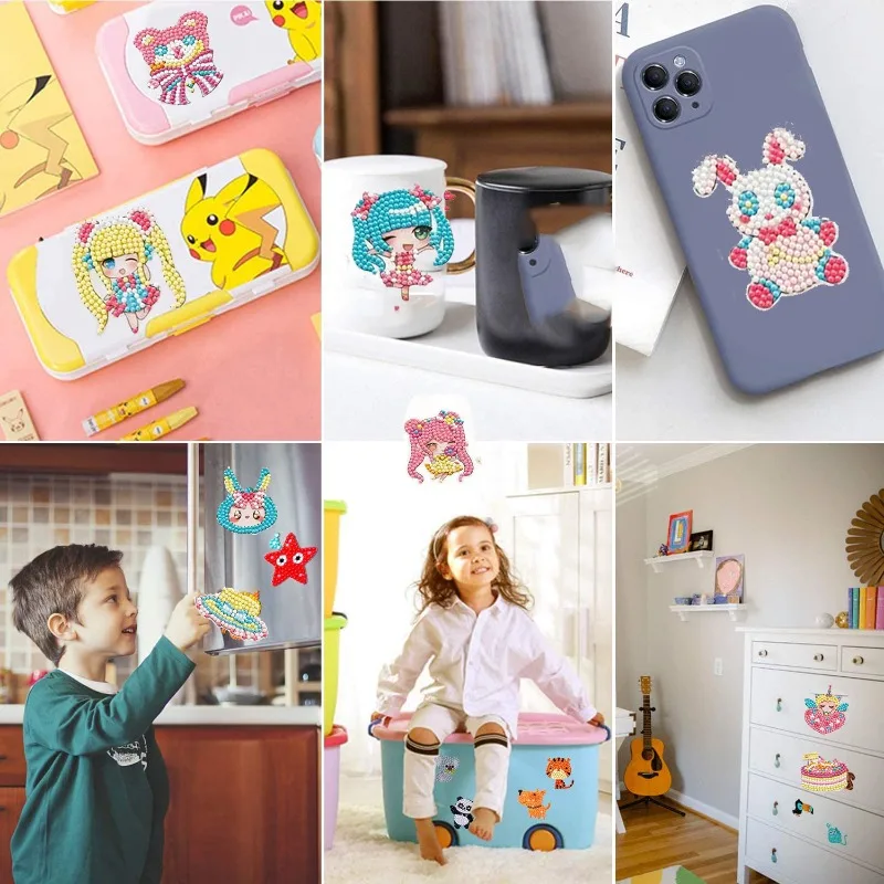 Kids DIY Diamond Painting Handmade Material Pack Cartoon Anime Stickers Decorations Educational Toys Paint By Number Gifts