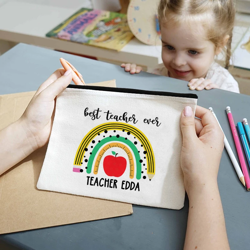 Cosmetic Bags Name Personalised Bag Best Teacher Pencil Pouch