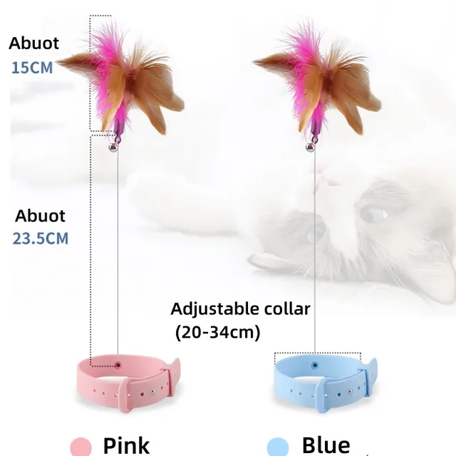 Interactive Cat Toys Funny Feather Teaser Stick with Bell Pets Collar Kitten Playing Teaser Wand Training Toys for Cats Supplies 5
