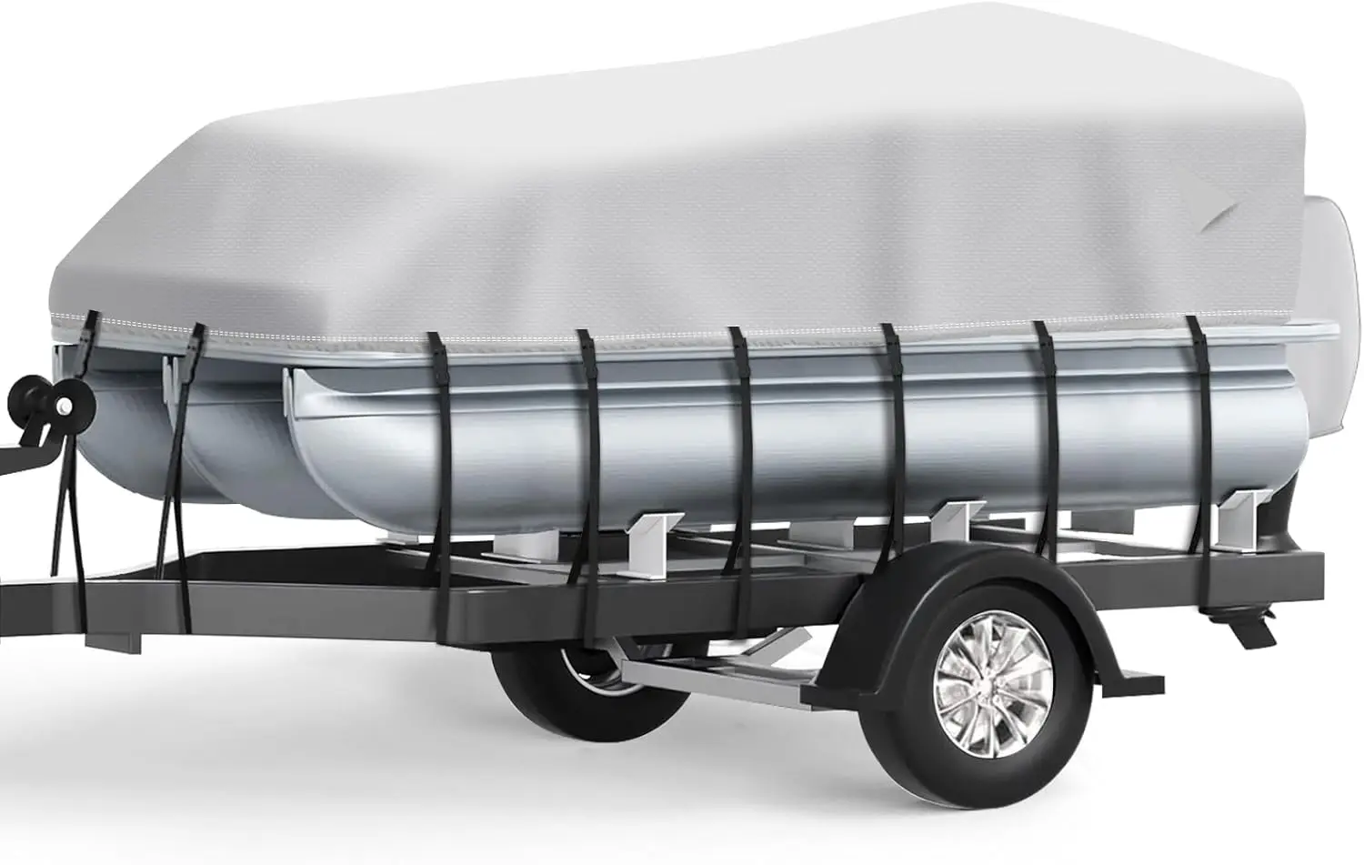 Waterproof 1200D Pontoon Cover with Motor Cover, 21-24 FT Canvas Boat Cover for Pontoon