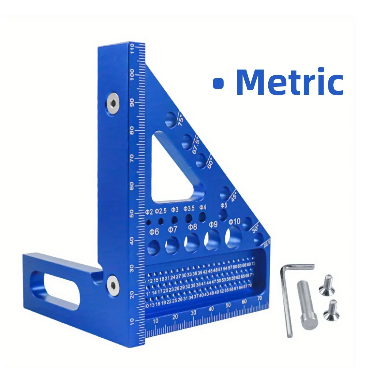 KETIPED Imperial 3D Multi-Angle Measuring Ruler - Aluminum Alloy Woodworking Square Protractor Tool