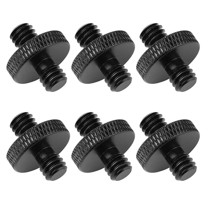 1/4" Male to 1/4" Male Threaded Tripod Screw Adapter Double Head Stud Standard Mounting Thread Converter for Camera Tripod Mic