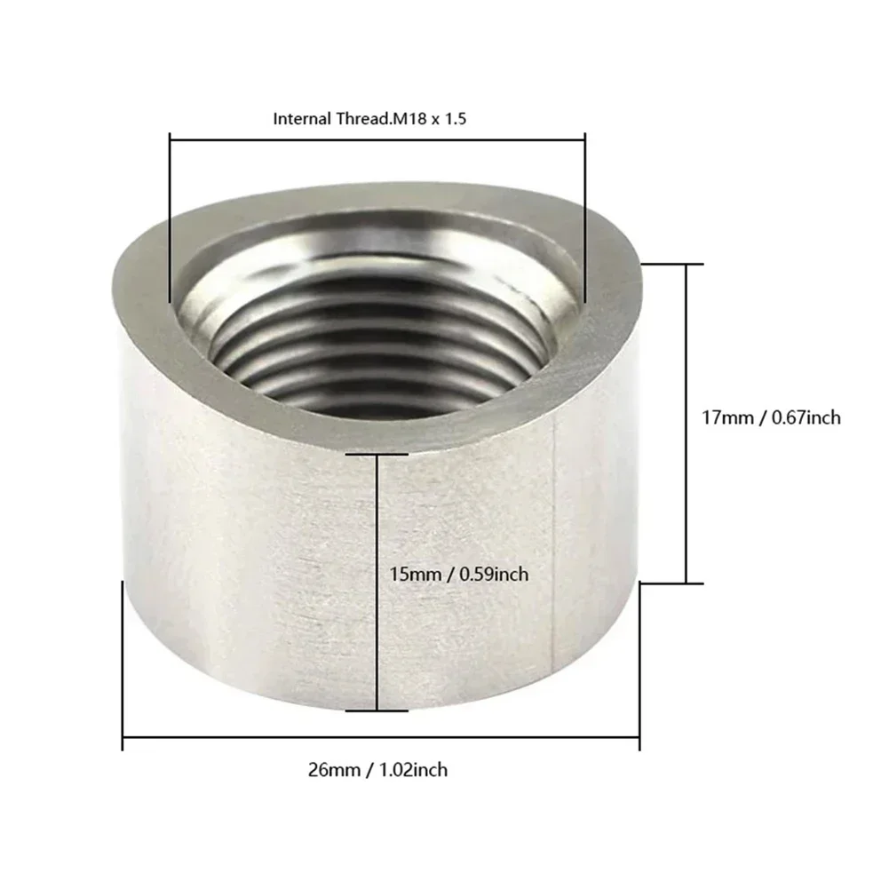 Stainless Steels Oxygen Sensor Bung Plug Nut Stepped Mounting Cap Kit Plug Nut Plug Wideband Nut Fitting Weld Bungs M18X1.5 6