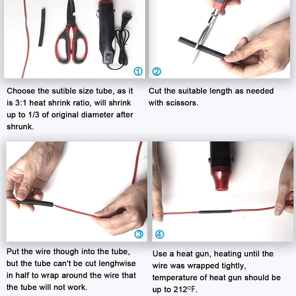 Heat Shrink Tubing Kit 3:1 Ratio Adhesive Lined Marine Grade Shrink Wrap Automotive Industrial Heat Tubing 270 PCS
