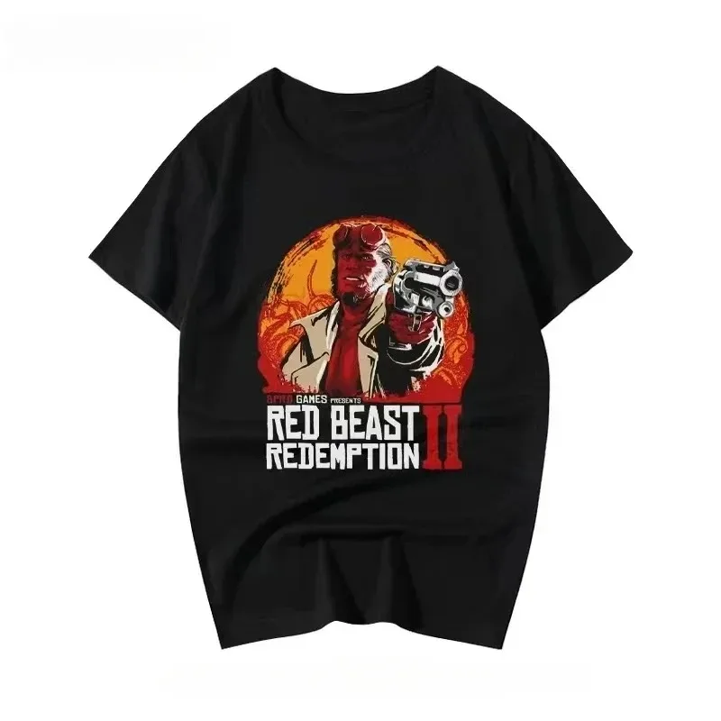 Cotton T Shirt Red Dead Redemption 2 Gaming T-shirt Women Round Neck Short Sleeve