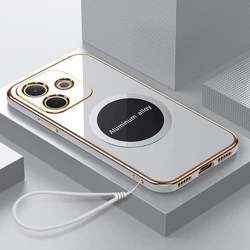 Luxury Square Plating ShockProof Silicone Back Cover with Magnetic Attraction for OPPO A5 Pro (CXgs6D White)