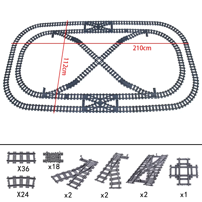 City Train Tracks Building Set - Flexible, Straight, Curved, and Switch Rails
