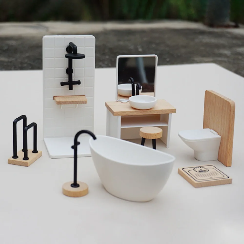 1 12 dollhouse simulation bathroom toy white wash basin dollhouse 1 12 dollhouse simulation toilet model furniture miniature Dollhouse Dollhouse Simulation Bathroom Toy 1:12 Simulation 1/12 Dollhouse Simulation Toilet Model Miniature Furniture