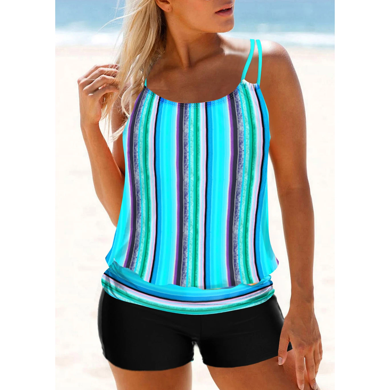 2023 Women's Fashion Monokini Swimwear Summer Beach Wear Two Piece Beach Swimwear 3D Print Tankinis Swimming New Tankinis Set