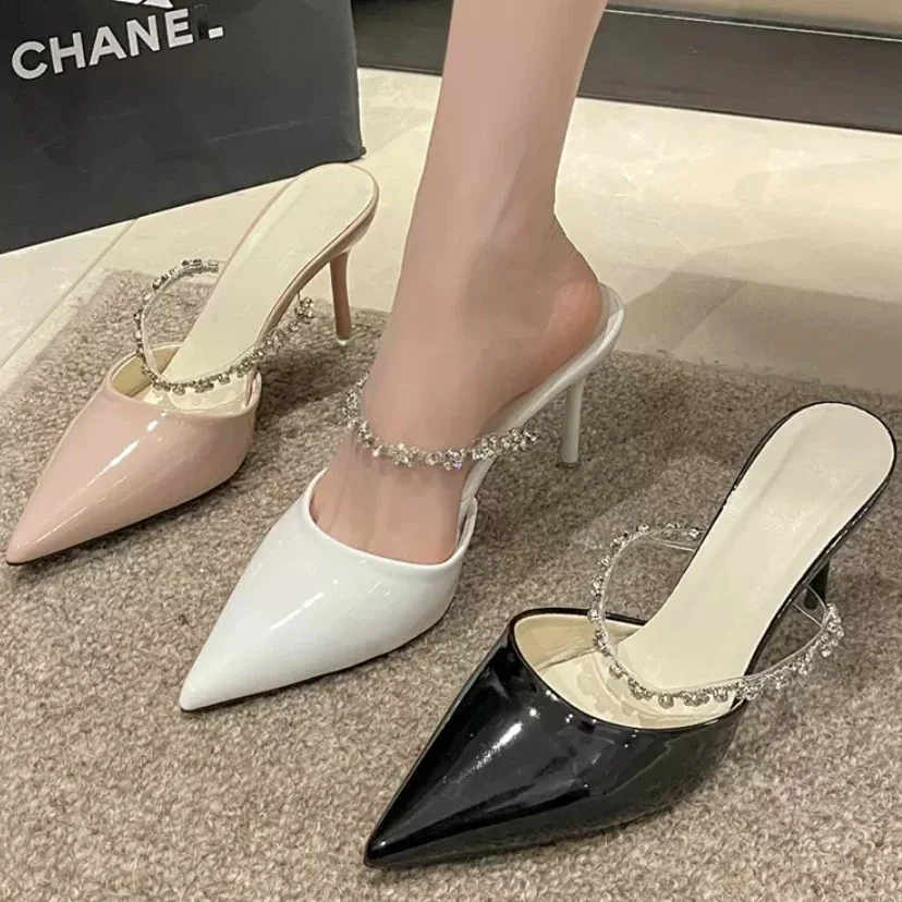 Sandals Summer Women Classics Thin Heels Fashion Girls rhinestone Pumps Posterior trip band Women Shoes 2