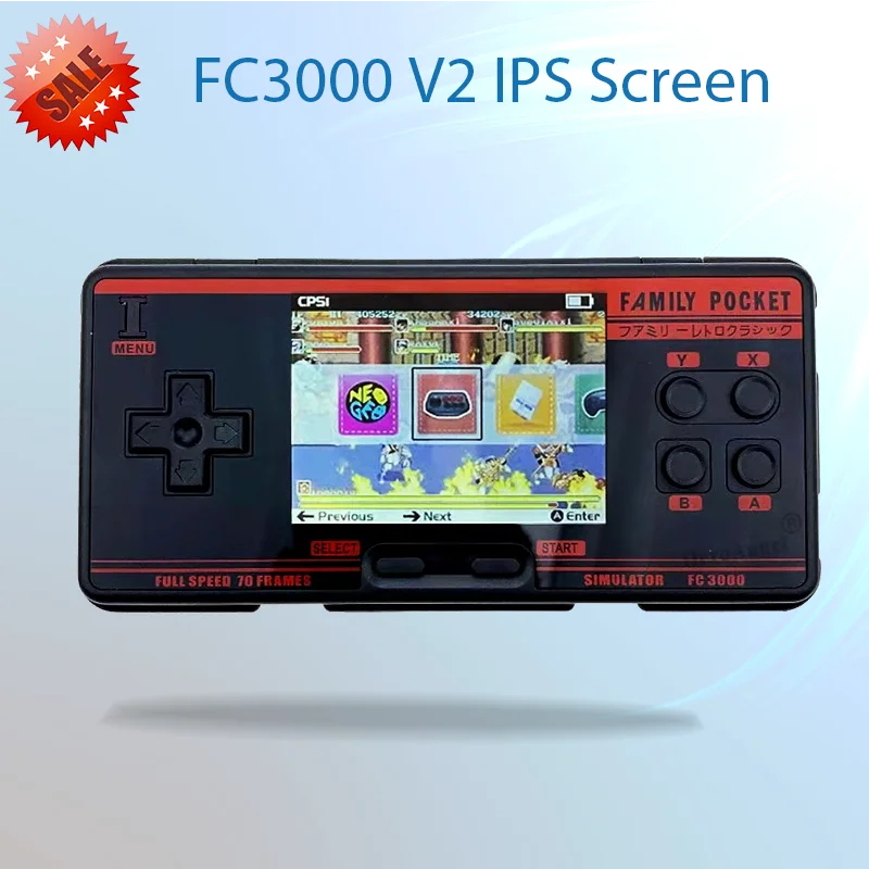 FC3000 V2 IPS 3.0Inch HD Screen Retro Video Game Console AV Connect TV Support Controller Portable Retro Handheld Game Console